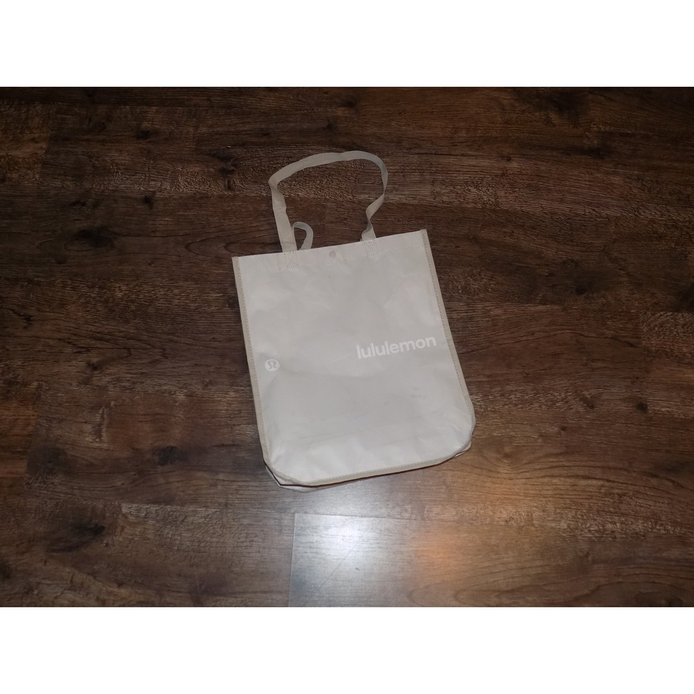 Lululemon Tote Bag Unisex Small Cream Good‎ Reusable Logo Shopper Athleisure